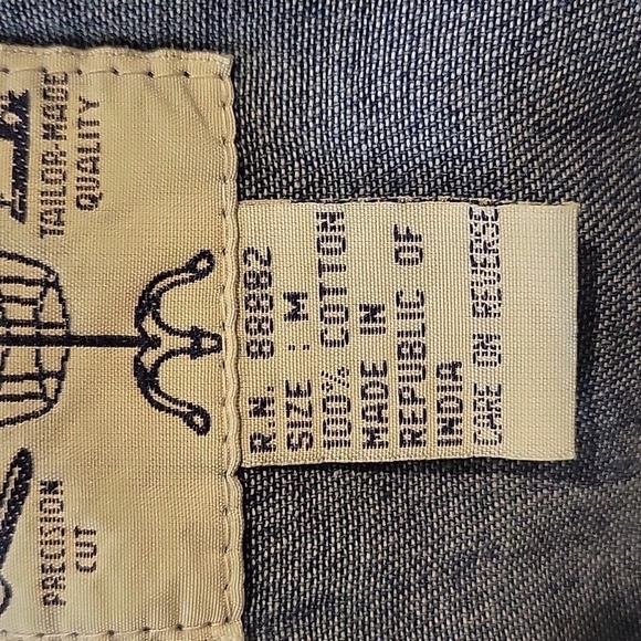 Vintage 90s Studio Wear medium blue denim button down maxi dress - Picture 4 of 5